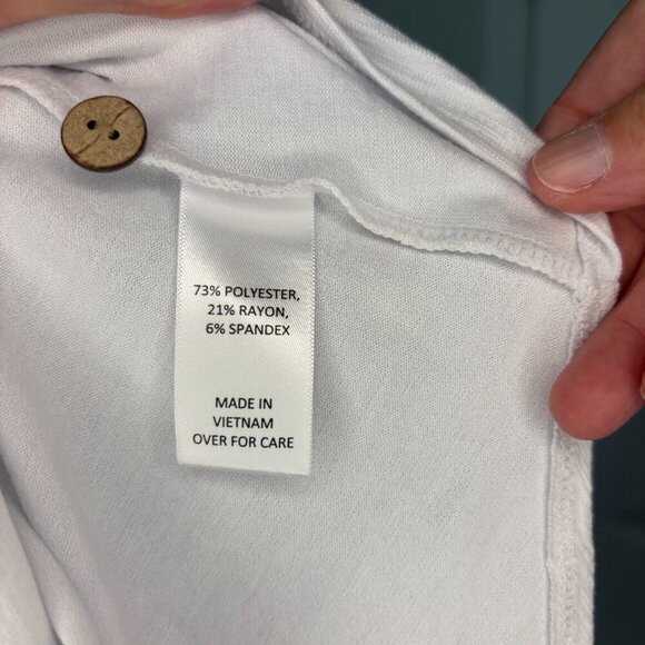 FORTUNE & IVY Short Sleeve Button Up Shirt Womens L White Tie Front Hi Lo - Picture 6 of 7